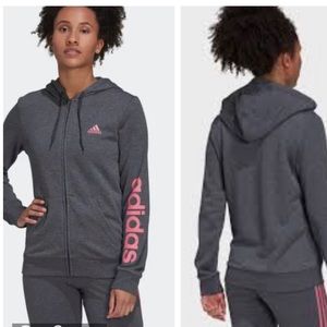 ADIDAS WOMEN ESSENTIALS LOGO FULL-ZIP HOODIE | M